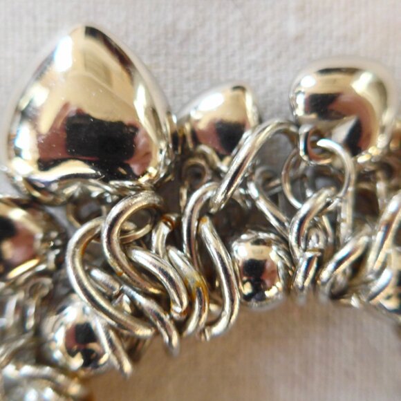 Silver Tone Puffy Hearts Charm Bracelet - Picture 7 of 7